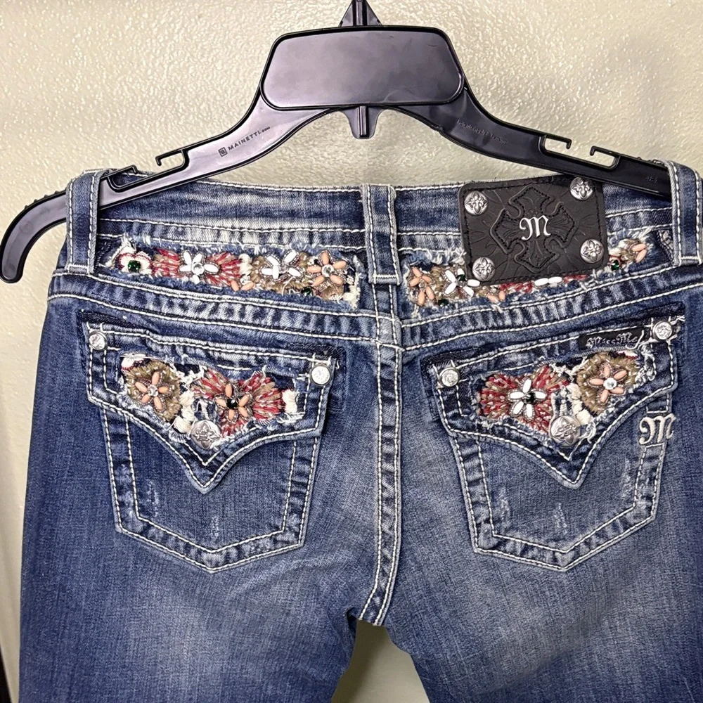 Miss Me Women's Distressed Blue Boot Cut Jeans - Picture 5 of 9